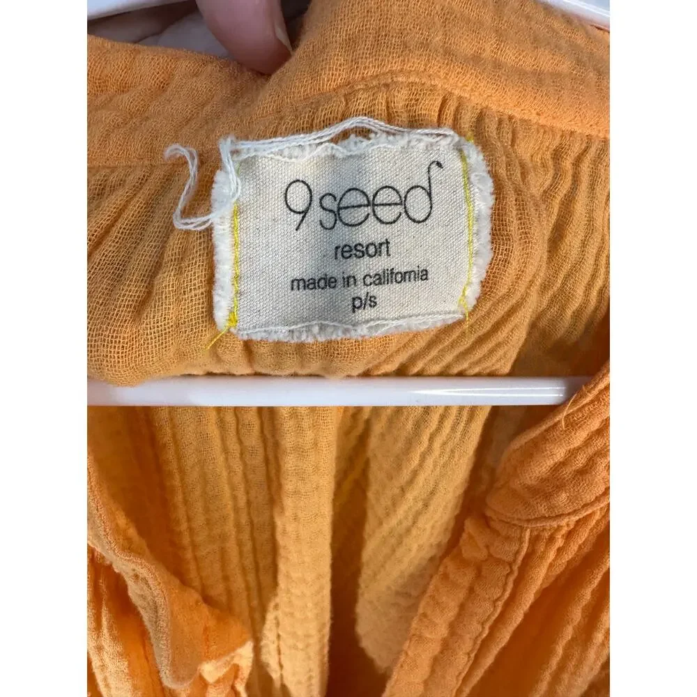 9Seed Idyllwild sleeveless popover cotton crinkle gauze raw edges orange Small